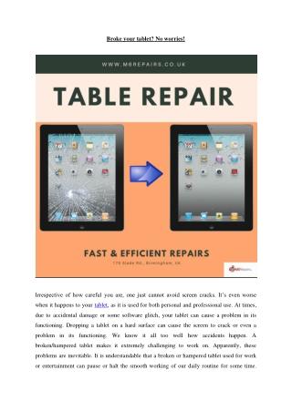 Best Tablet Repair Service in Birmingham | Tablet Repair