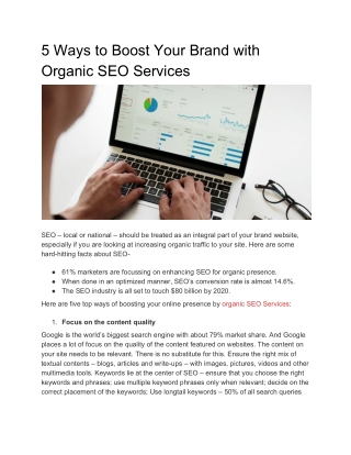 5 Ways to Boost Your Brand with Organic SEO Services