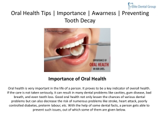 Oral Health Tips | Importance | Awarness | Preventing Tooth Decay