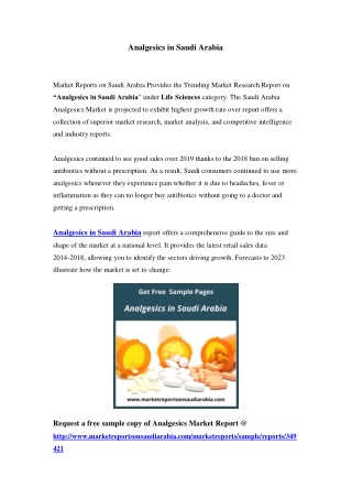 Analgesics Market in Saudi Arabia - Outlook to 2023