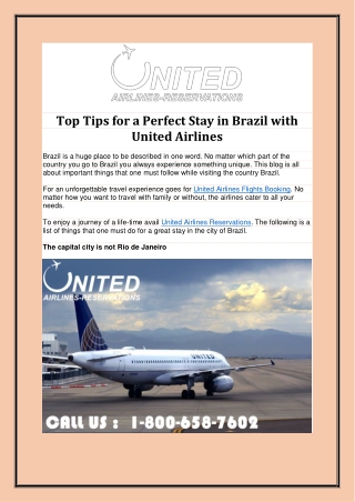 Top Tips for a Perfect Stay in Brazil with United Airlines