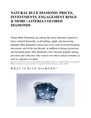 NATURAL BLUE DIAMOND: PRICES, INVESTMENTS, ENGAGEMENT RINGS & MORE | ASTERIA COLORED DIAMONDS