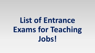 List of Entrance Exams for Teaching and Lectureship