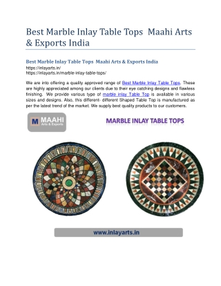 Best Marble Inlay Table Tops Maahi Arts & Exports India