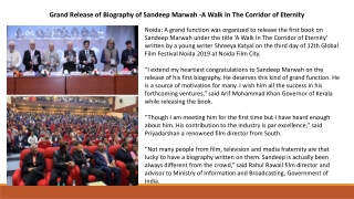 Grand Release of Biography of Sandeep Marwah -A Walk In The Corridor of Eternity