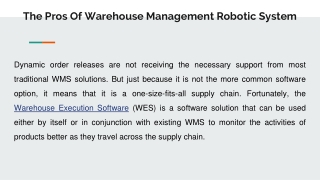 The Pros Of Warehouse Management Robotic System