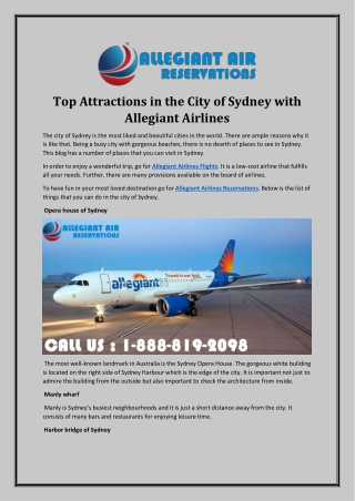 Top Attractions in the City of Sydney with Allegiant Airlines