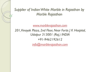 Supplier of Indian White Marble in Rajasthan by Marble Rajasthan