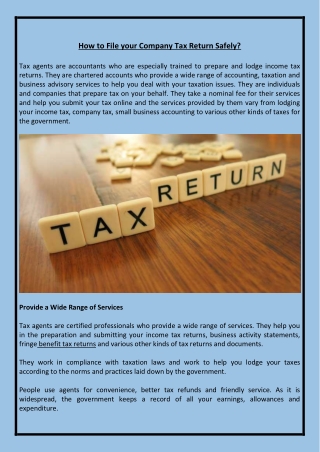 How to File your Company Tax Return Safely?