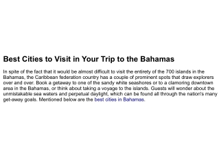 Best Cities in Bahamas