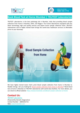 Book Blood Test at Home Mumbai