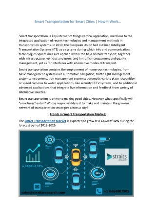 Smart Transportation Market