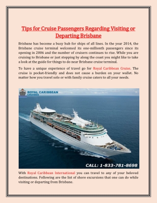 Tips for Cruise Passengers Regarding Visiting or Departing Brisbane