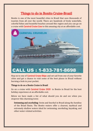 Things to do in Bonito Cruise-Brazil – Carnival Cruise Lines
