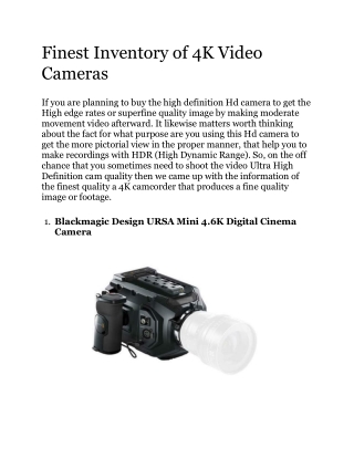 Finest Inventory of 4K Video Cameras