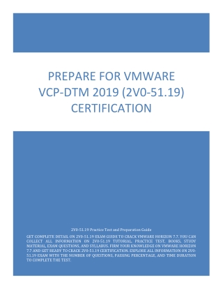 Prepare for VMware VCP-DTM 2019 (2V0-51.19) Certification Exam