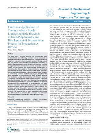 Functional Application of Thermo- Alkali- Stable Lignocellulolytic Enzymes in Kraft-Pulp Industry and Development of Fer