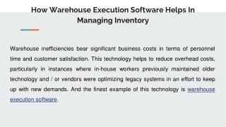 How Warehouse Execution Software Helps In Managing Inventory