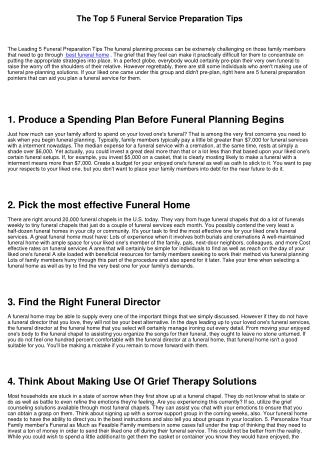 The Top 5 Funeral Preparation Tips