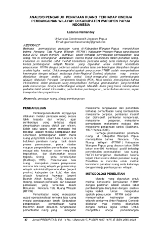 ANALISIS PENGARUH PENATAAN RUANG TERHADAP KINERJA PEMBANGUNAN WILAYAH DI KABUPATEN WAROPEN PAPUA INDONESIA