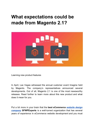What expectations could be made from Magento 2.1?