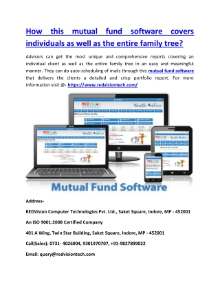 How this mutual fund software covers individuals as well as the entire family tree?