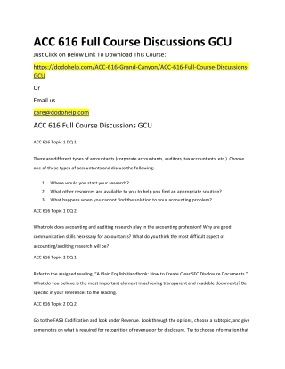 ACC 616 Full Course Discussions GCU