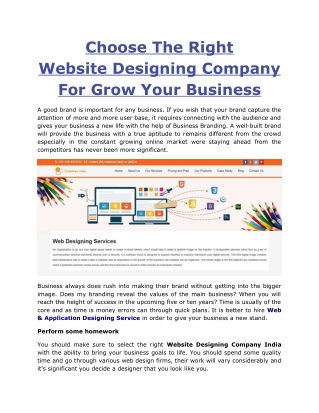 Choose The Right Website Designing Company For Grow Your Business