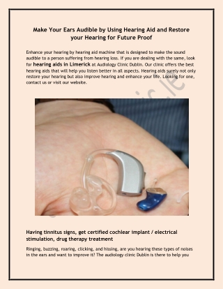 Make Your Ears Audible by Using Hearing Aid and Restore your Hearing for Future Proof