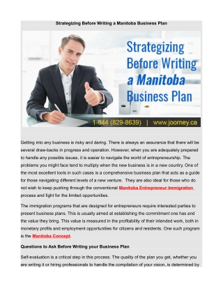 Strategizing Before Writing a Manitoba Business Plan