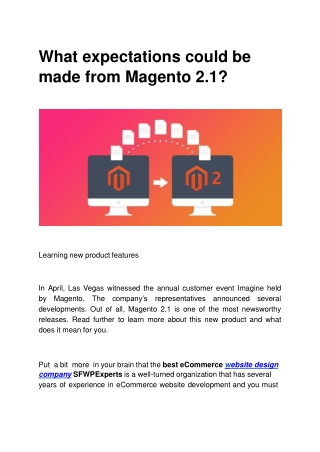 What expectations could be made from Magento 2.1?