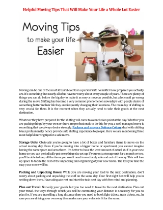Helpful Moving Tips That Will Make Your Life a Whole Lot Easier