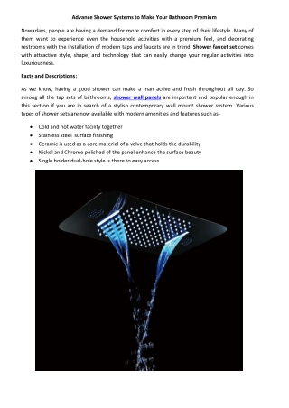 Advance Shower Systems to Make Your Bathroom Premium