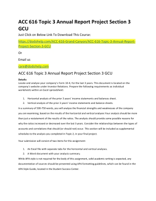 ACC 616 Topic 3 Annual Report Project Section 3 GCU