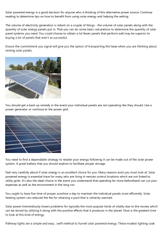 Acquiring The Best From Solar Powered Energy