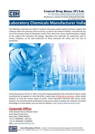 Laboratory Chemicals Manufacturer India