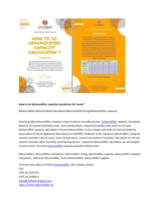 How to do dehumidifier capacity calculation for home? #dehumidifier