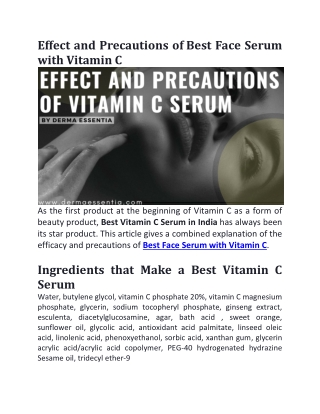 Effect and Precautions of Best Face Serum with Vitamin C