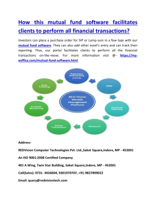 How this mutual fund software facilitates clients to perform all financial transactions?