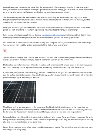 Appropriate Position And Model Of Solar Power Methods