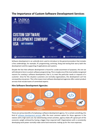 The Importance of Custom Software Development Services