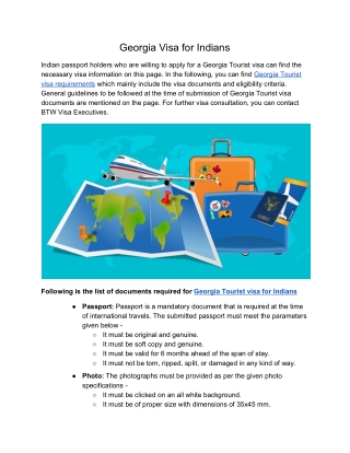 Georgia Visa for Indians | Georgia Tourist Visa Requirements