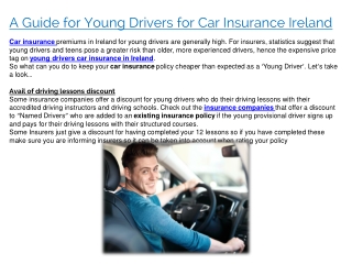 A Guide for Young Drivers for Car Insurance Ireland