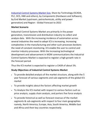 Industrial Control Systems Market Analysis From 2019 To 2023: Global Industry Size, Share, Trends, Opportunity