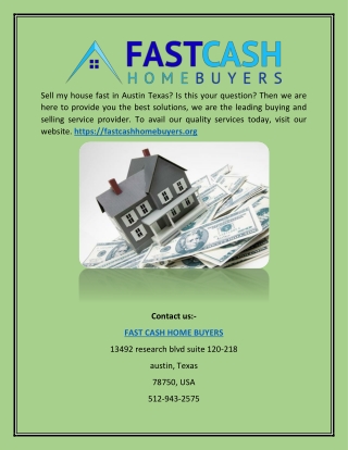 Sell My House Austin - Fastcashhomebuyers.org