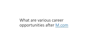 What are various career opportunities after M.com