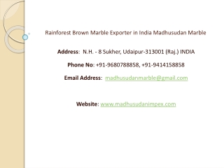 Rainforest Brown Marble Exporter in India Madhusudan Marble