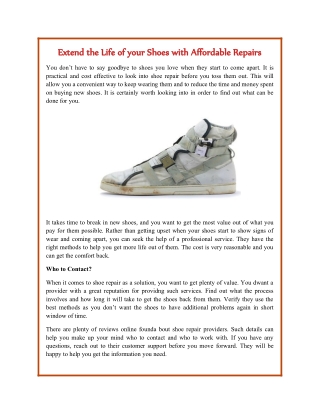 Extend the Life of your Shoes with Affordable Repairs