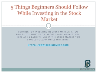 5 things beginners should follow while investing in the stock market