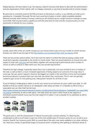An Introduction to business van lease